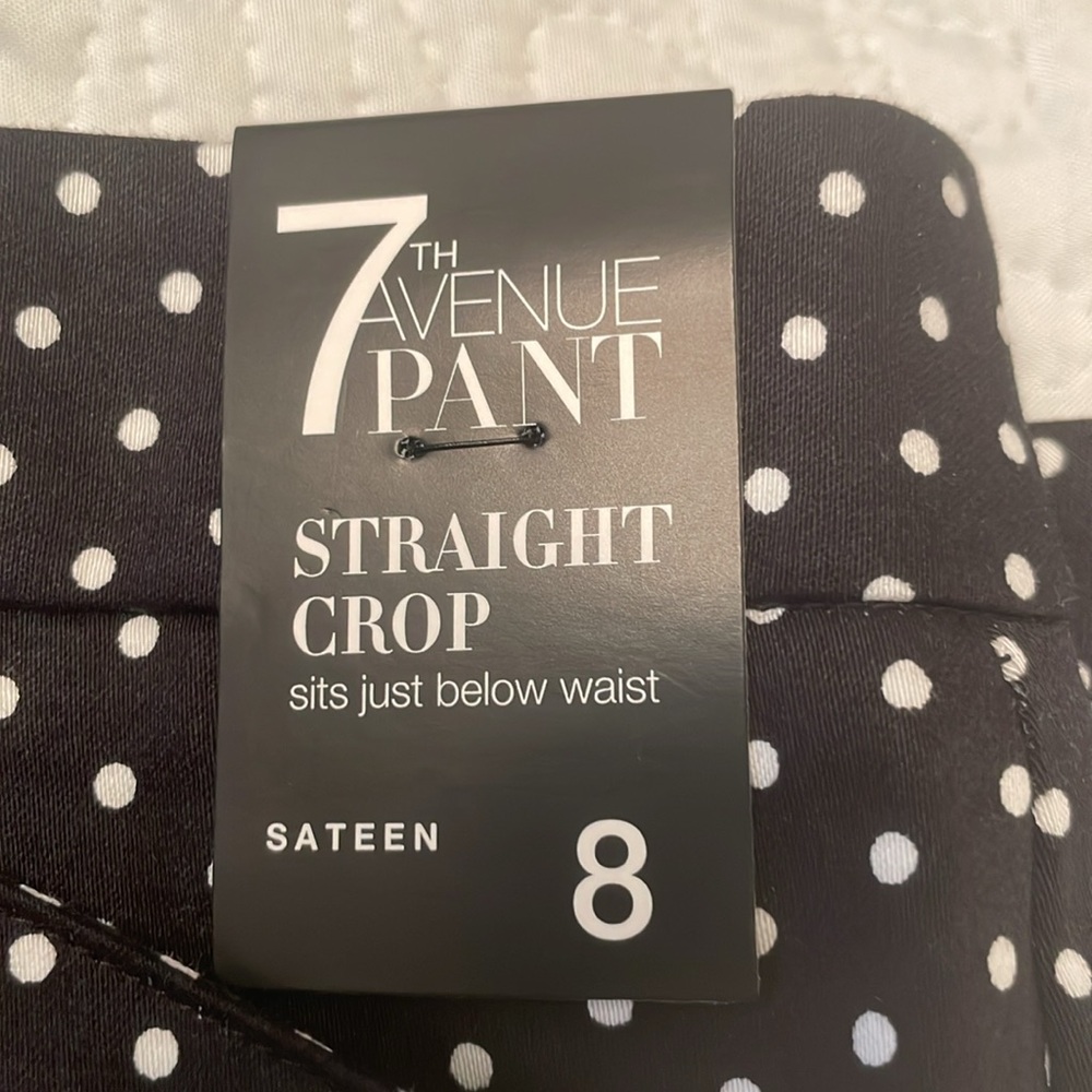 NWT $43 New York & Company Polka Dots Crop Pants 7th Avenue Pants Black & White - Picture 14 of 16